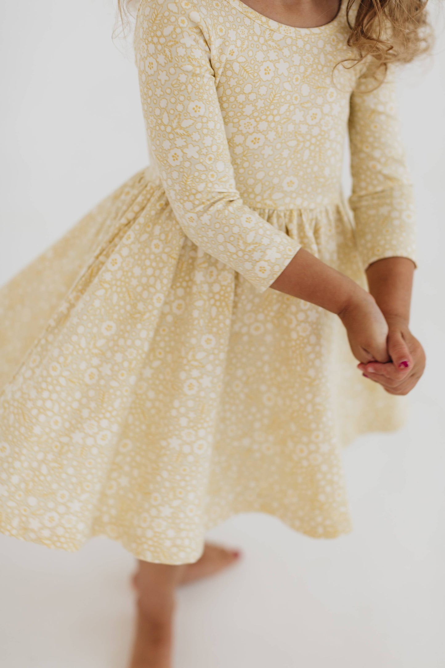 Three-Quarter Sleeve Twirl Dress - Buttercup