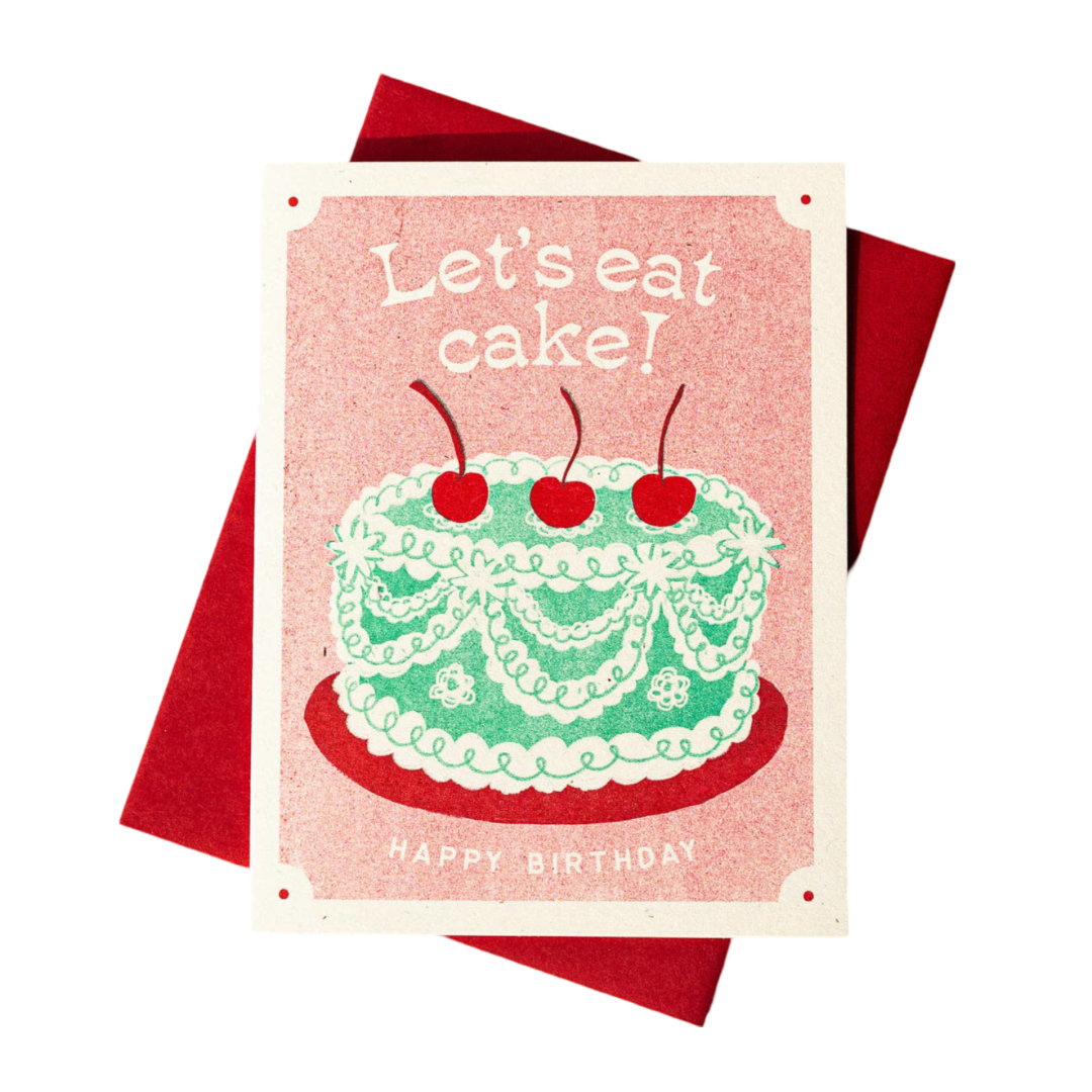 Let's Eat Cake Risograph Card
