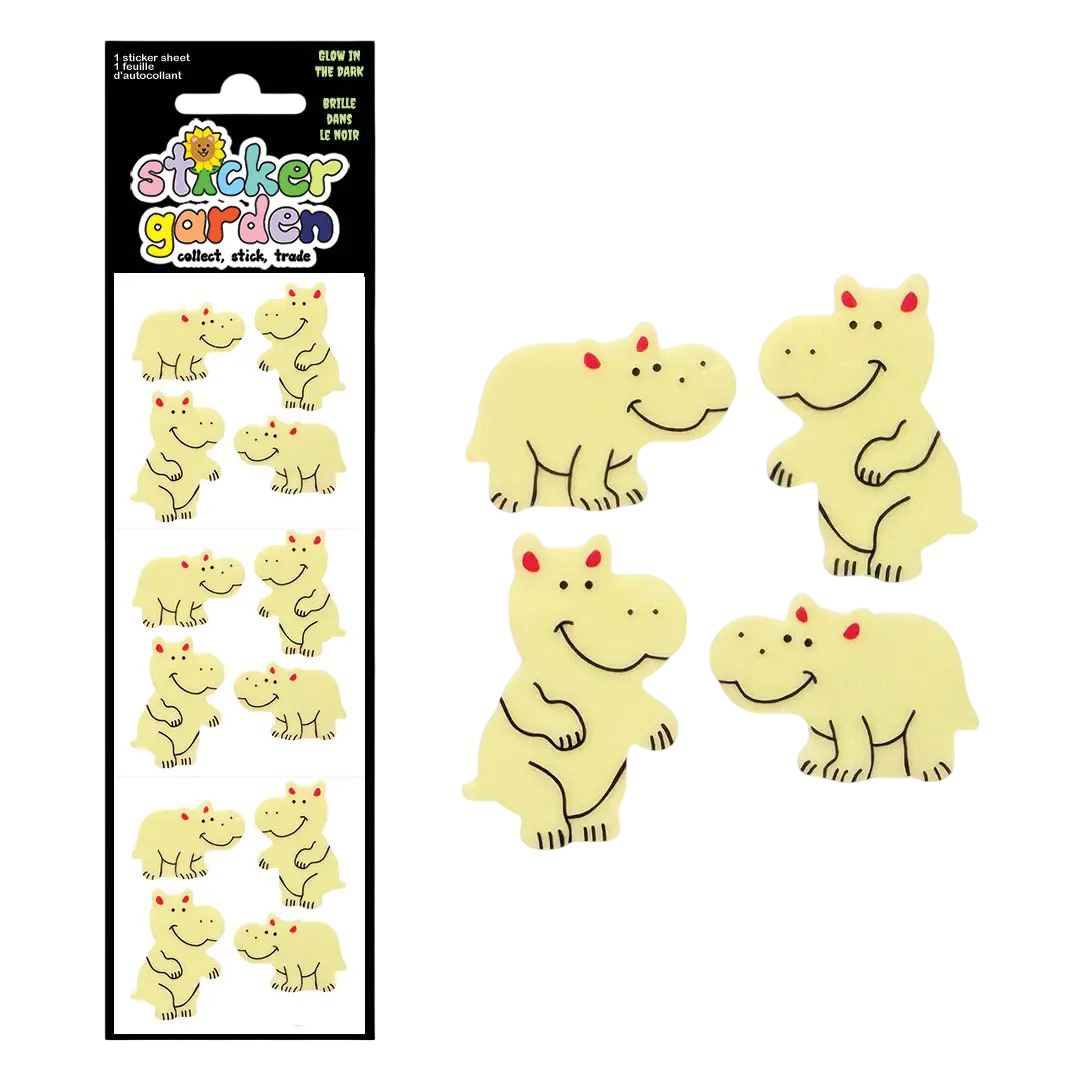 Glow in the Dark Hippos Stickers