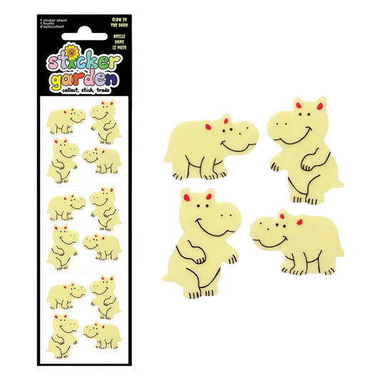 Glow in the Dark Hippos Stickers