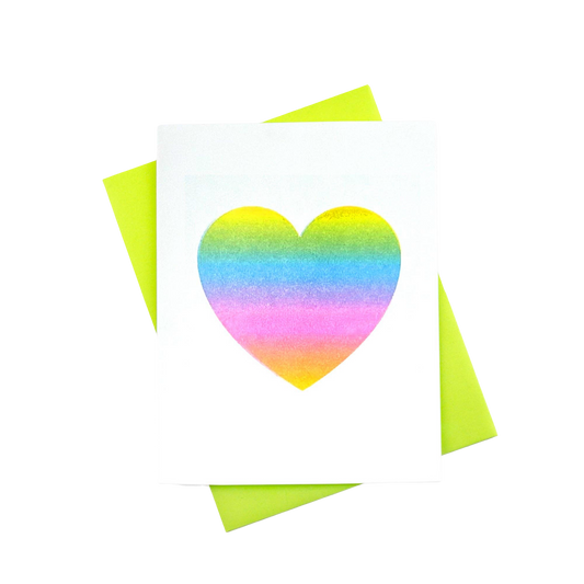Rainbow Heart Risograph Card