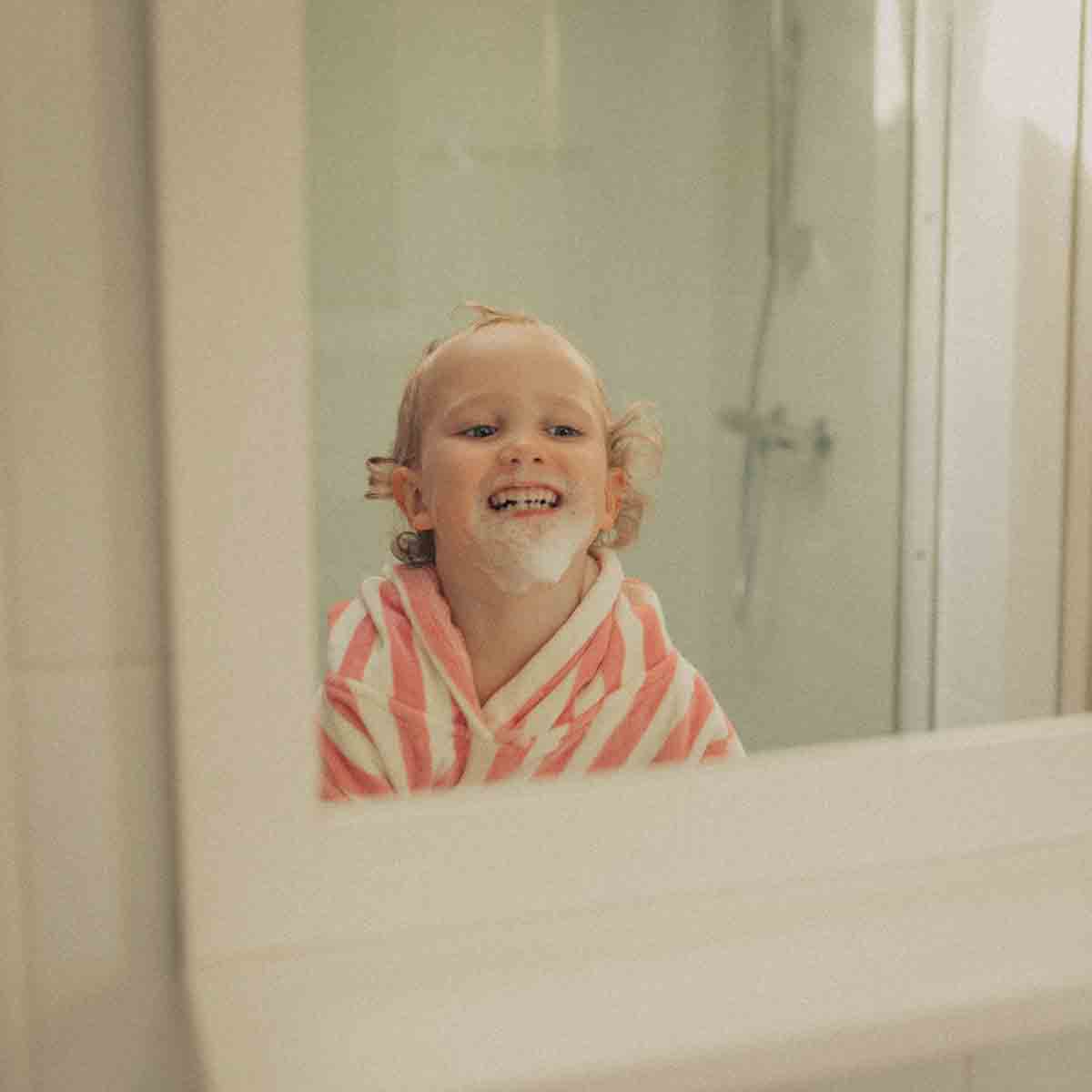 Striped Towel Poncho - Strawberry