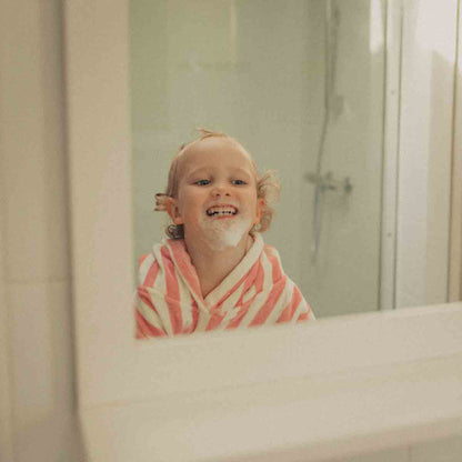Striped Towel Poncho - Strawberry