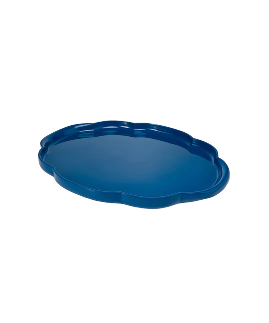 Oval Scalloped Tray - Blue