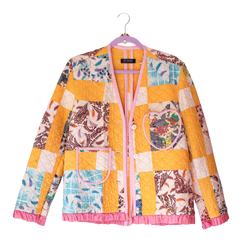 Quilt Collarless Jacket - 1960s Broken Dishes