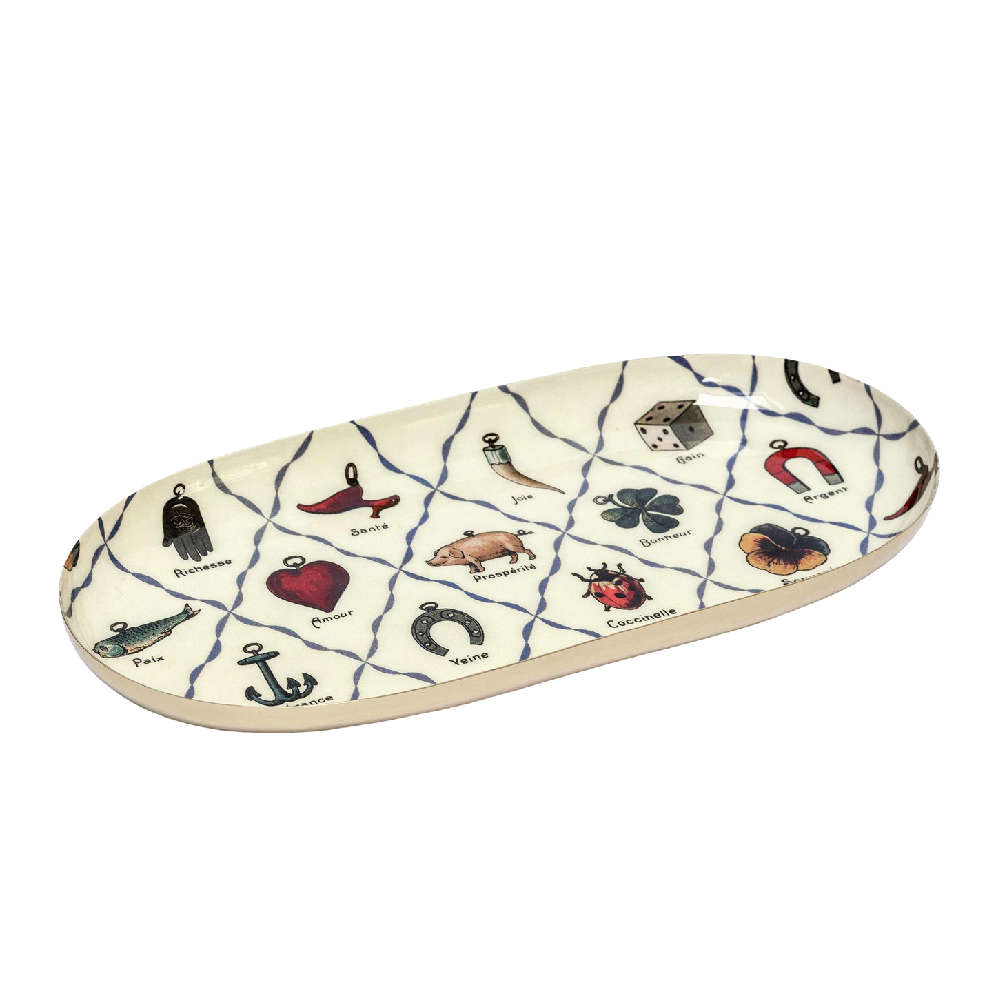 Oval Enamel Tray - Charms