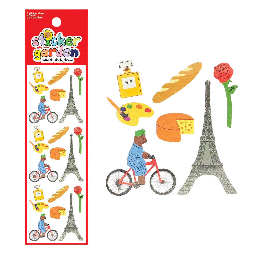 Twinkle Bear Biking in Paris Stickers