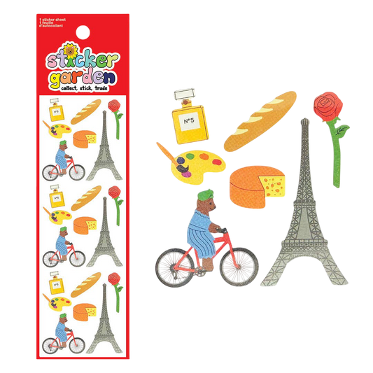 Twinkle Bear Biking in Paris Stickers