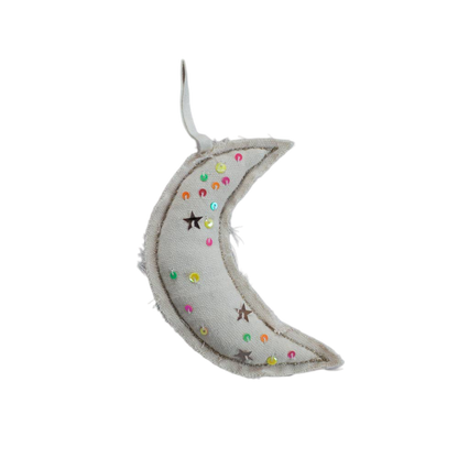 Neon Sequin Moon Ornament