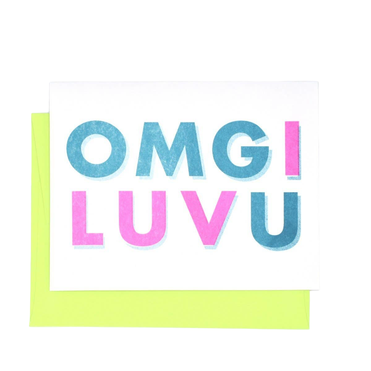 OMG I LUV U Risograph Card