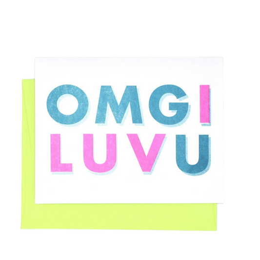 OMG I LUV U Risograph Card