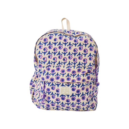Block Print Backpack - Awisha Blackcurrant