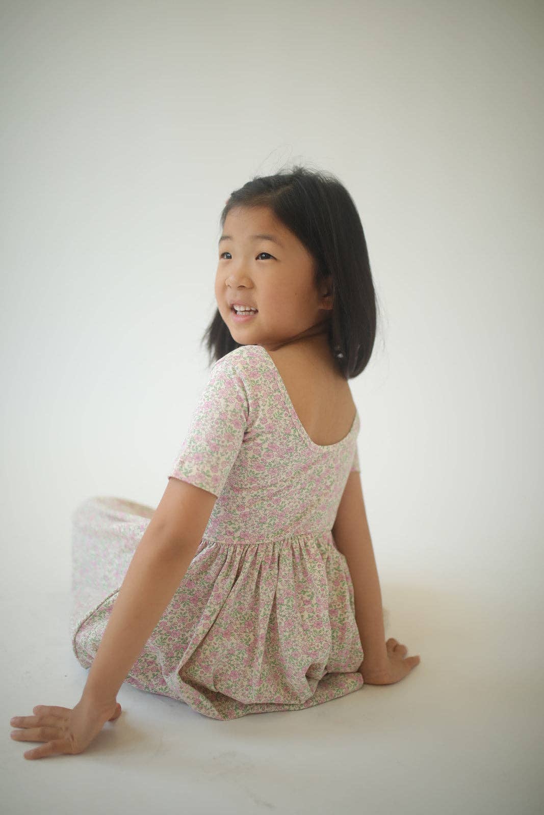 Short Sleeve Twirl Dress - Bella Pink Floral