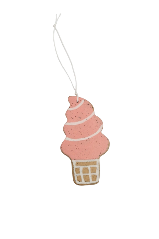 Ceramic Ice Cream Ornament - Strawberry