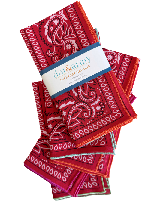 Red Bandana Cloth Napkins - Set of 4