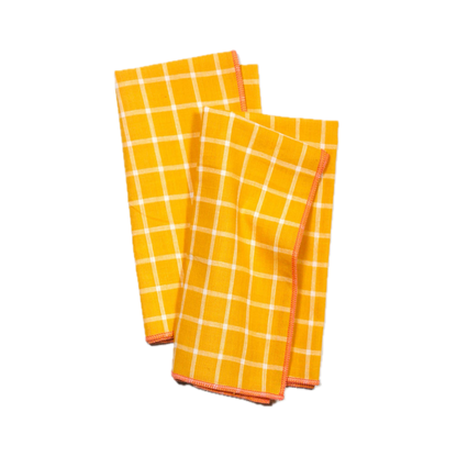 Yellow Windowpane Napkins - Set of 4