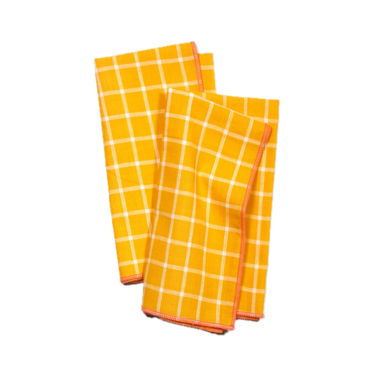 Yellow Windowpane Napkins - Set of 4