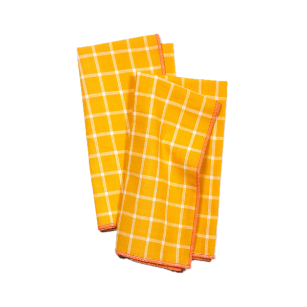 Yellow Windowpane Napkins - Set of 4