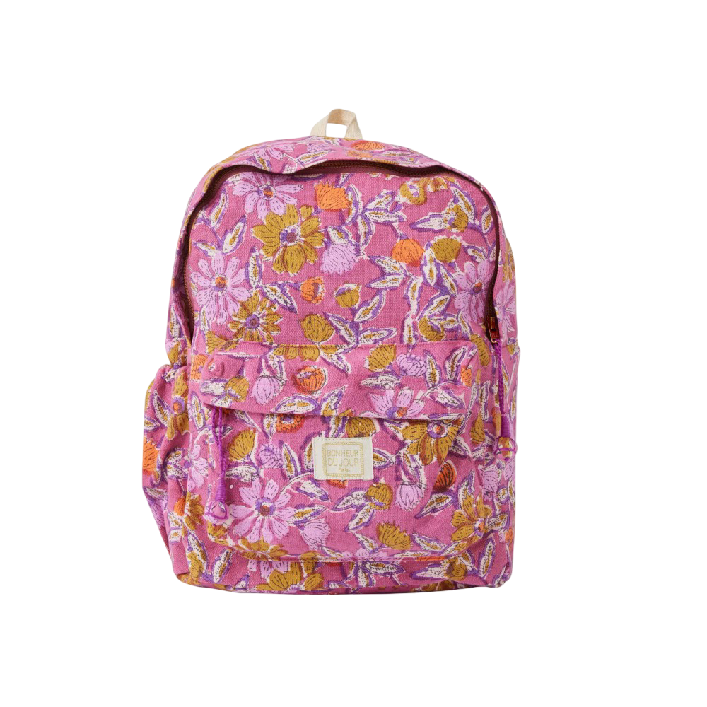 Block Print Backpack - Meera Orchid