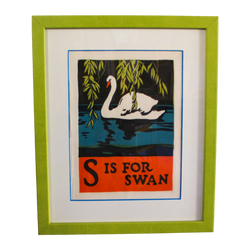 Framed "S is for Swan" from First Edition (1923) ABC Book by C.B. Falls