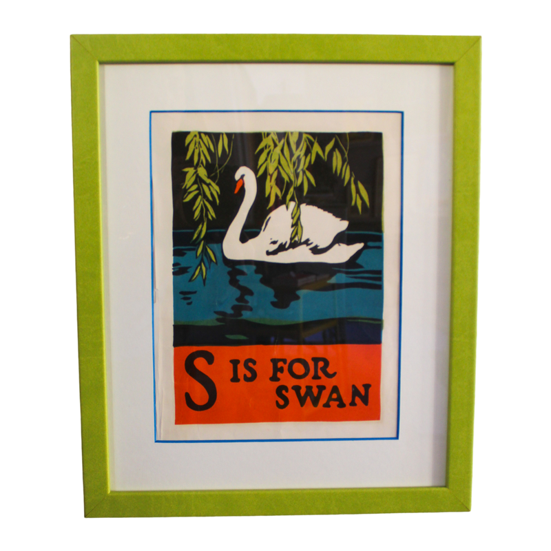 Framed "S is for Swan" from First Edition (1923) ABC Book by C.B. Falls