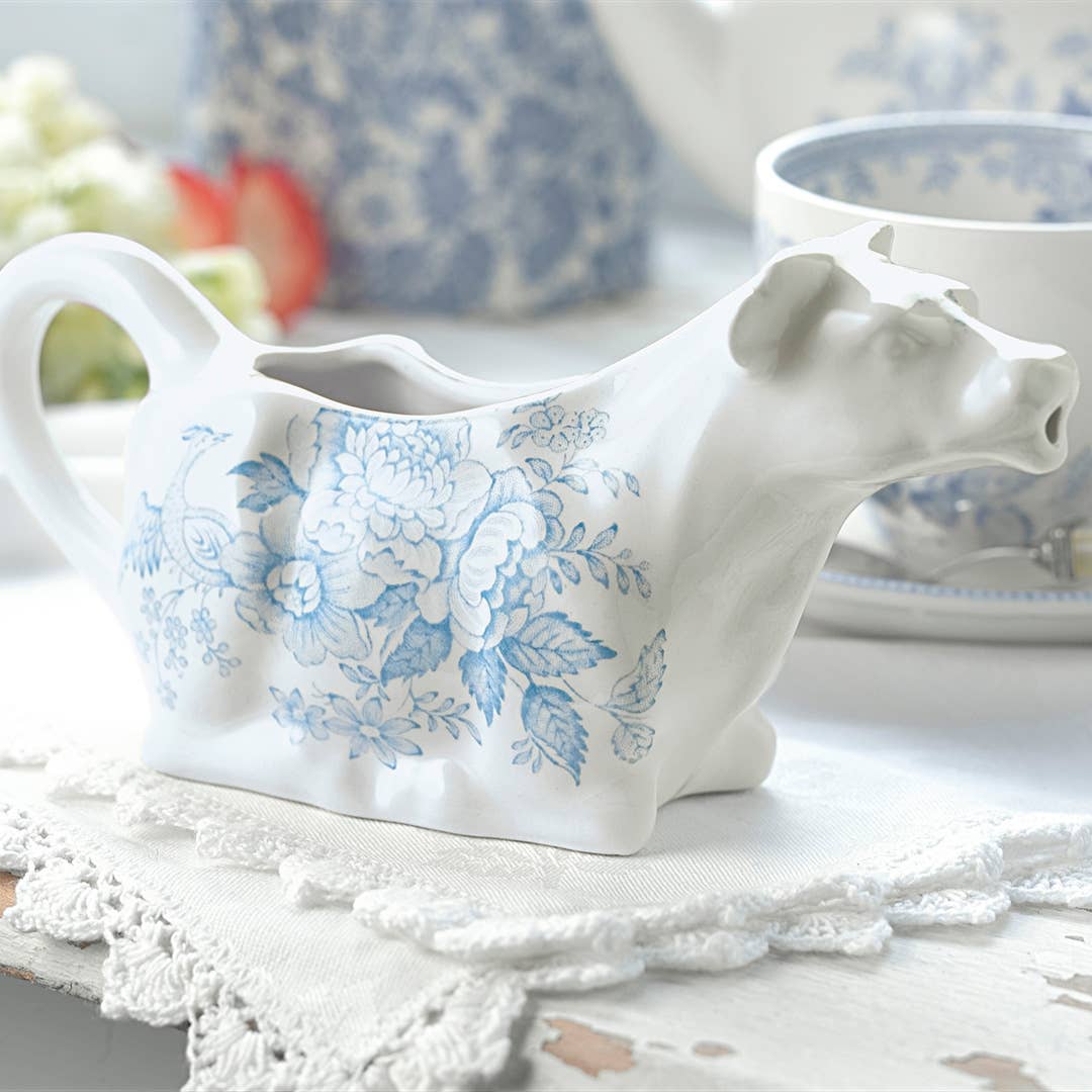 Blue Asiatic Pheasants Cow Creamer Boxed