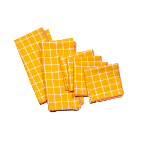 Yellow Windowpane Napkins - Set of 4