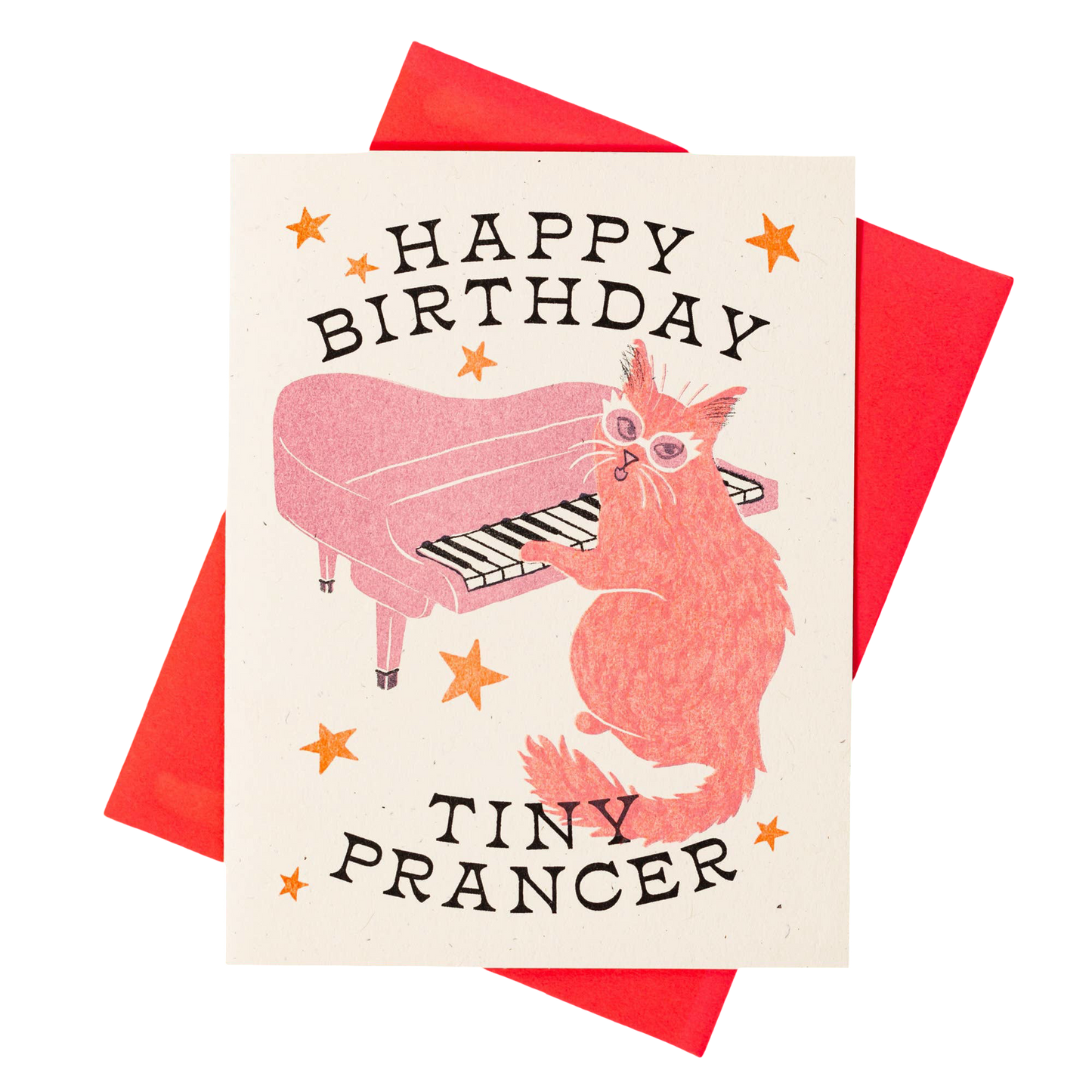 Happy Birthday Tiny Prancer Cat Card