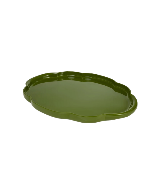 Oval Scalloped Tray - Lettuce Green