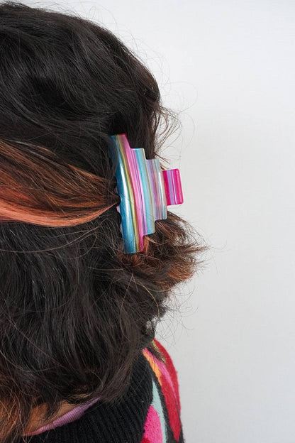 Rainbow Stripe Claw Clip