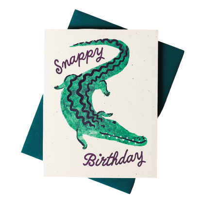 Snappy Birthday Crocodile Risograph Card