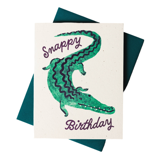Snappy Birthday Crocodile Risograph Card