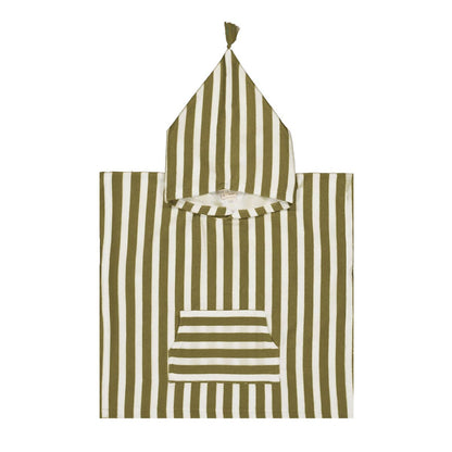 Striped Towel Poncho - Olive Green