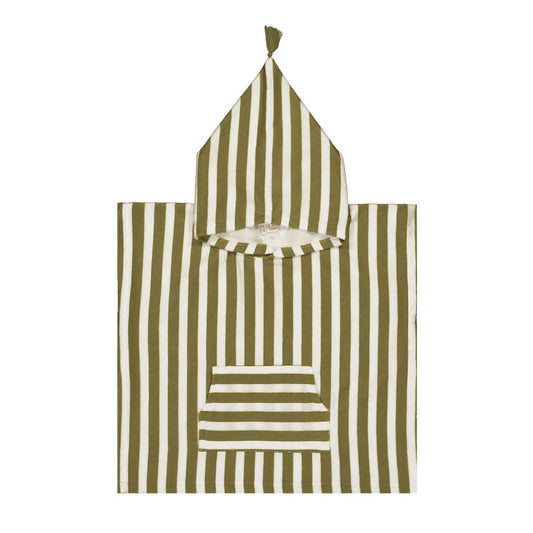 Striped Towel Poncho - Olive Green