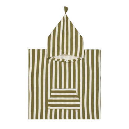 Striped Towel Poncho - Olive Green