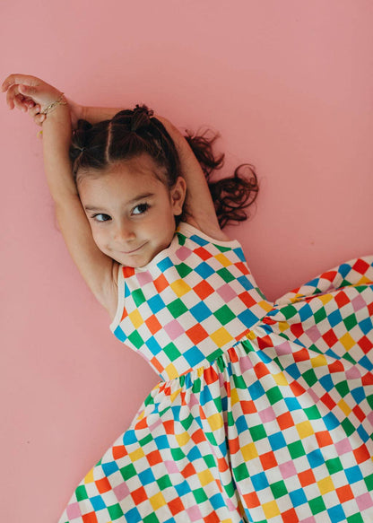 Sleeveless Twirl Dress - Party Checkers