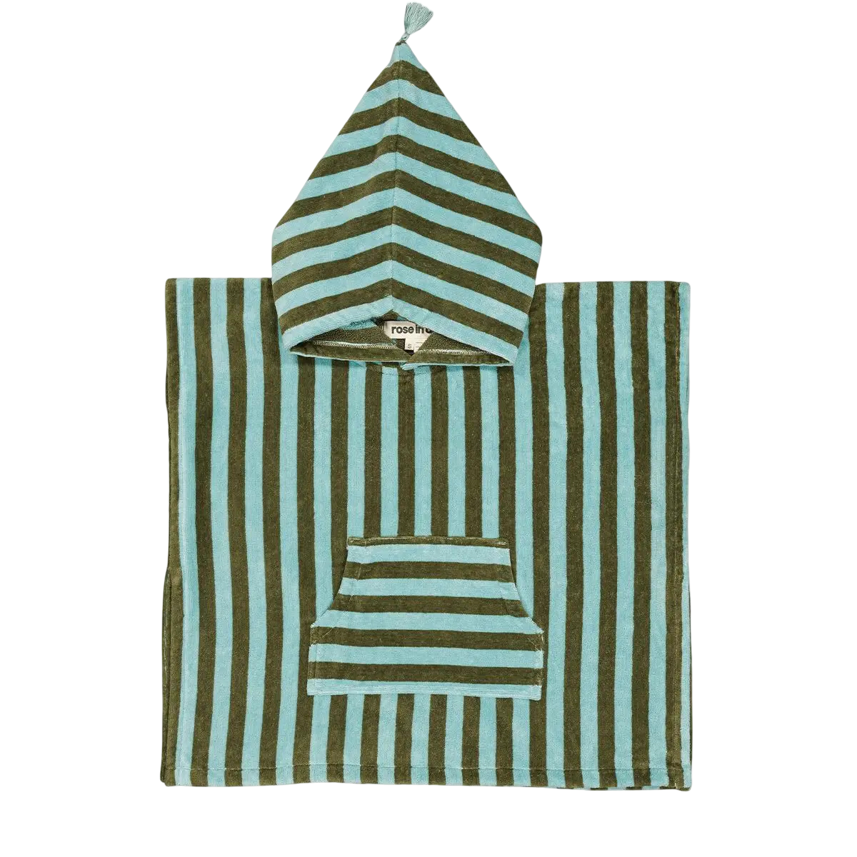 Striped Towel Poncho - Khaki/Blue