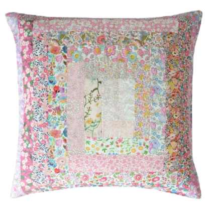 LIberty Print Patchwork Cushion - Pink Squares