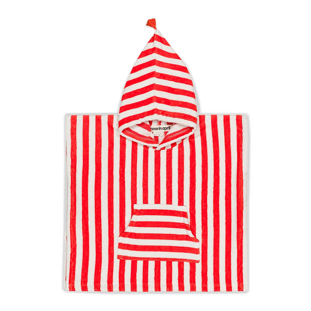 Striped Towel Poncho - Tomato