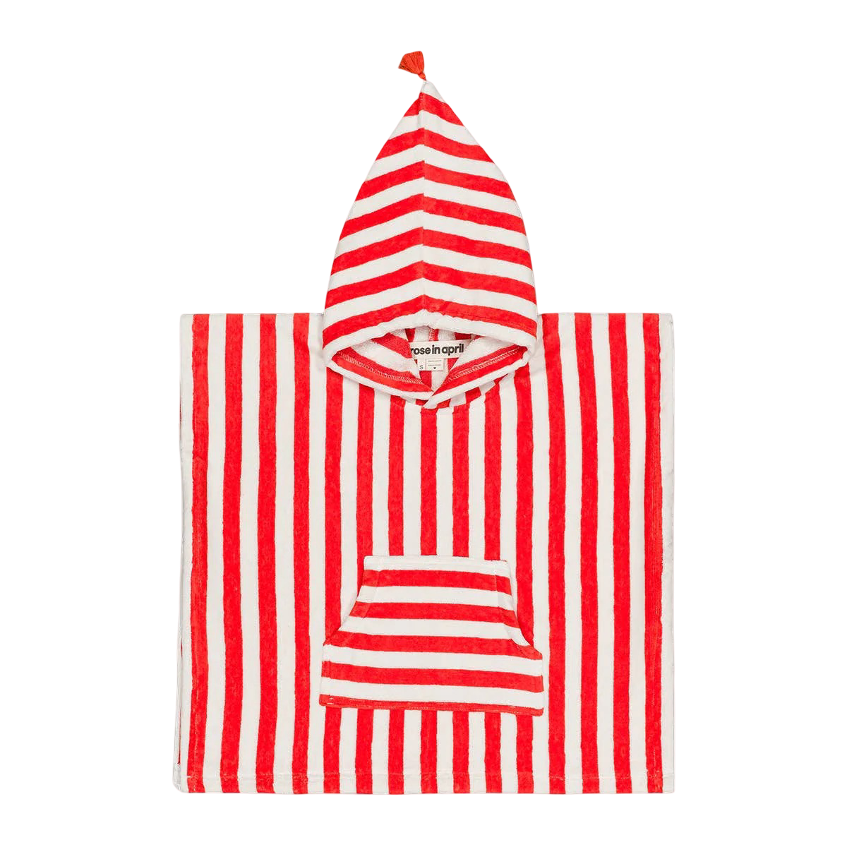 Striped Towel Poncho - Tomato