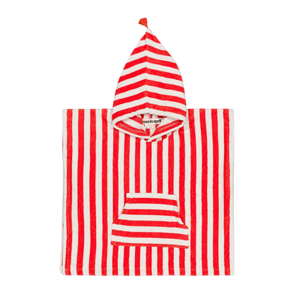 Striped Towel Poncho - Tomato