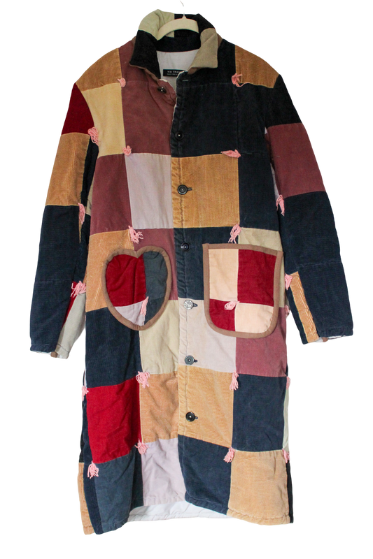 Quilt Long Chore Jacket - 1970s Corduroy Patchwork