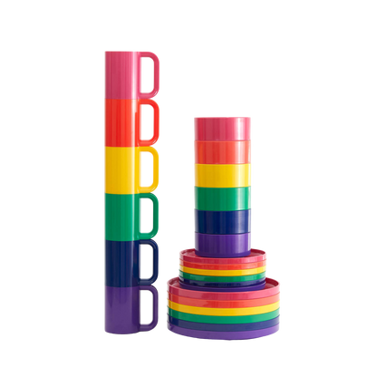 Rainbow Stackable Large Plates - Set of 6