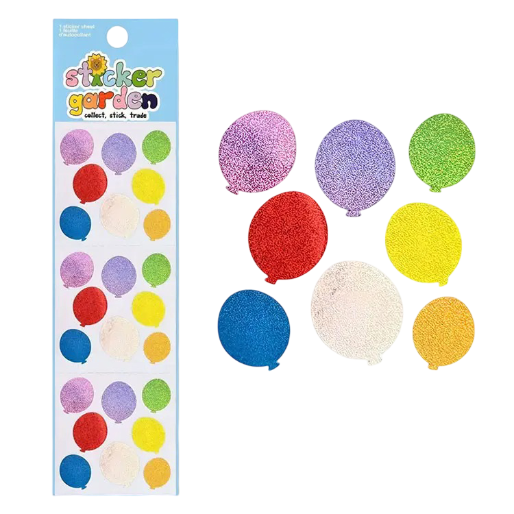 Glitter Balloons Birthday Stickers