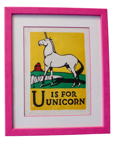 Framed "U is for Unicorn" from First Edition (1923) ABC Book by C.B. Falls
