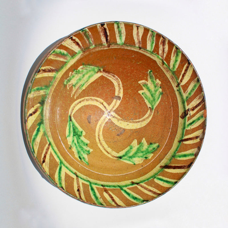 Painted Pottery Bowl - Yellow/Green