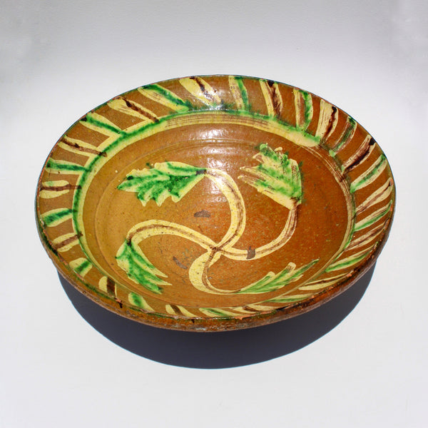 Painted Pottery Bowl - Yellow/Green