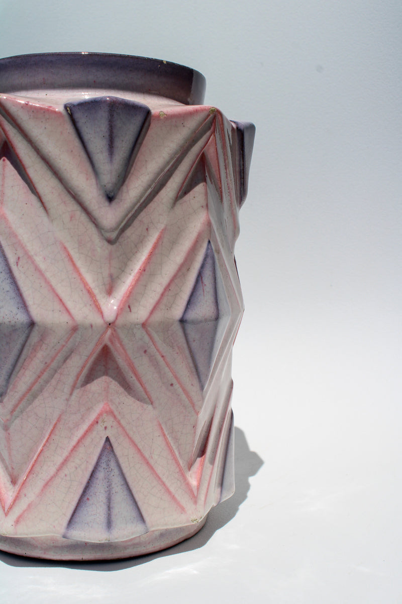 Sculptural Triangle Art Deco Vase - Pink/Purple