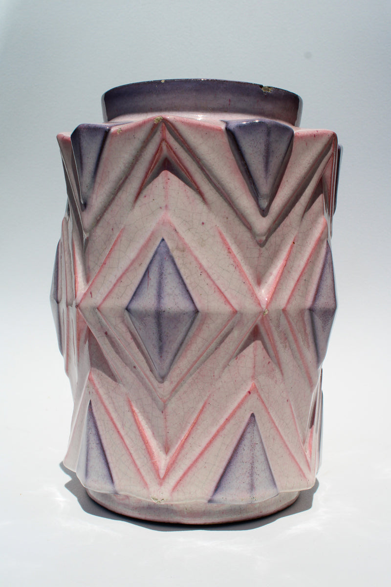 Sculptural Triangle Art Deco Vase - Pink/Purple