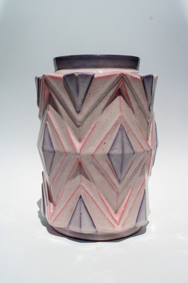 Sculptural Triangle Art Deco Vase - Pink/Purple